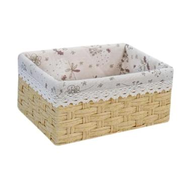 Imagem de WeiLaiKeQi Cesta retangular organizadora de cesta trançada para decoração de casa, acessórios de armazenamento, para chocolate, aperitivos, doces e café da manhã, L