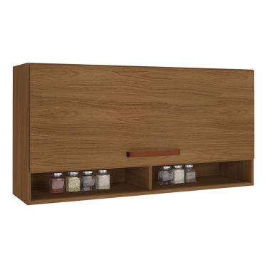 Imagem de Armário Aéreo Monza 120cm 1 Porta Basculante com Nichos - Indékes Freijó