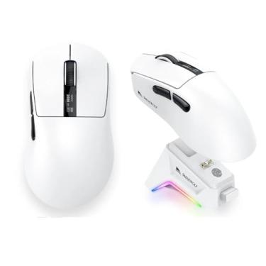 Imagem de Mouse Gamer Smailwolf M6, Tri-Mode, Sensor PAW3311, 12000 DPI, 57g, RGB, Branco