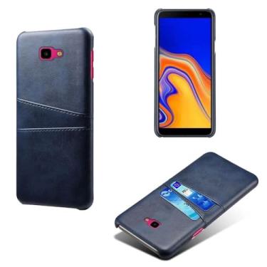 Imagem de Capas Compatível com Samsung Galaxy J4 PLUS,Caso de couro PU-Tampa de telefone a prova de choque com 2 slots de cartão,Proteção anti-impressão digital e anti-gota-Blue
