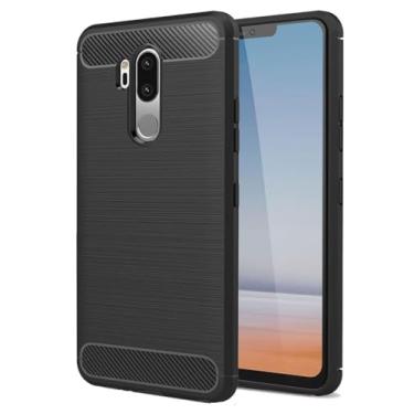 Imagem de GTBDEKI Capa para LG G7 ThinQ, G7 Plus ThinQ/G7+ ThinQ, LG G7 One/LG X5 One/LG Q9 One, capa de telefone traseira de TPU macia resistente à prova de choque de fibra de carbono para LG G7 ThinQ preta