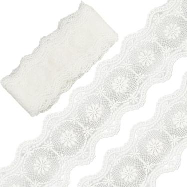 Imagem de GORGECRAFT 8,5 cm de largura vintage acabamento em renda de algodão 5 jardas fita de renda com ilhós branco floral tule crochê tecido bordado guarnição para artesanato faça você mesmo artigos de
