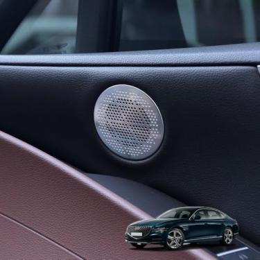 Imagem de Cnaurda Capas de alto-falante de porta de carro, capa de tweeter, acabamento de capas de alto-falante de áudio compatíveis com acessórios internos Genesis G80 2021-2024