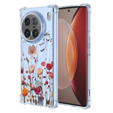Imagem de RRXSYXL Capa para vivo X90 Pro+Plus com estampa floral transparente, capa macia à prova de choque para vivo X90 Pro+Plus, linda flor