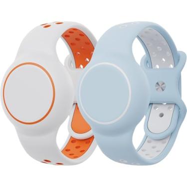 Imagem de Pulseiras impermeáveis compatíveis com AirTag para crianças, 2 pacotes com suporte de silicone com design de capa oculta, pulseira compatível com AirTag para crianças, suporte respirável para