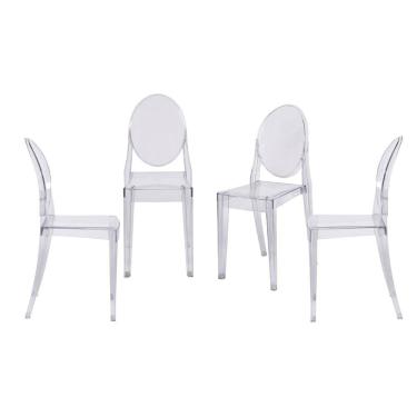 Imagem de Kit 04 Cadeiras Boxbit Invisible Policarbonato Incolor sem Braço