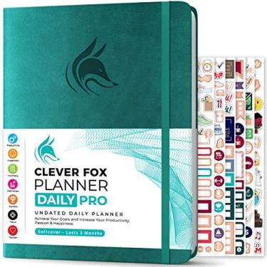 Imagem de Clever Fox Planner Daily Pro – 21,5 x 28 cm Tamanho A4 Planejador de vida diária e diário de gratidão para aumentar a produtividade, gerenciamento de tempo e atingir seus objetivos - sem data - dura 3