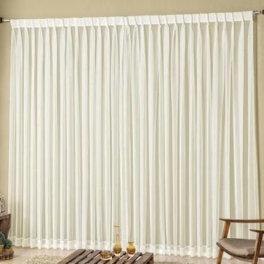 Imagem de Cortina Izabele Voal  Varão Simples 3,00m x 2,60m Marfim - Vilela Enxo