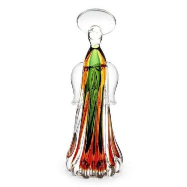 Imagem de Anjo Em Cristal Murano Esmeralda Com Âmbar - São Marcos 32cm