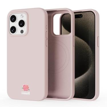 Imagem de VonnerX Compatível com iPhone 15 Pro Max Case & MagSafe, capa protetora de silicone líquido fino com aroma rosa, capa de telefone leve com acabamento fosco suave, inclui adesivos de desenho animado