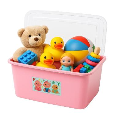 Imagem de Caixa Bau Plastico Infantil Com Tampa Quarto Organizacao Itens Higiene Roupas Sapatos Brinquedos 30l