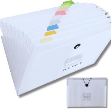 Imagem de Pasta Organizadora Sanfonada com 8 Divisórias, Marcadores Coloridos e Fechamento com Elástico – Plástico Resistente, Transparente, Ideal para Documentos, Escritório, Escola e Arquivos