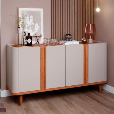 Imagem de Buffet Aparador de Sala de Jantar 4 portas com pés de madeira maciça E