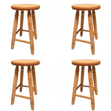 Imagem de Kit Bancos/Banquetas Médio em Madeira Maciça 50cm Altura Baixa - Tamborete Rustico(4)
