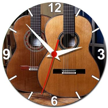 Imagem de Relógio de Parede Decoração com Violão - Relógio de Violão