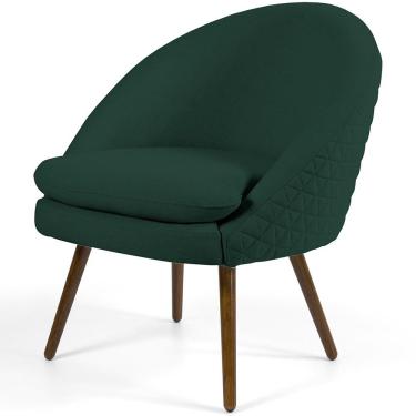 Imagem de Poltrona Decorativa Fixa Pés Palito Rafa D02 Tressê Linho Verde Musgo C-117 - Lyam Decor