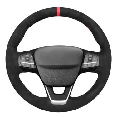 Imagem de MEWANT Capa de volante preta costurada à mão para Ford Bronco Sport 2021-2024 / Escape 2020-2024 / E-Transit 2022-2023 / Maverick 2022-2024 / Transit 2020-2024