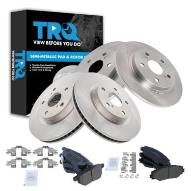 Imagem de TRQ Kit de pastilha e rotor de freio dianteiro e traseiro semimetálico compatível com 2009-2010 Pontiac Vibe 2016 Scion iM 2017-2018 Toyota Corolla iM 2009-2013 Matrix