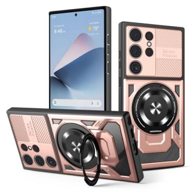 Imagem de YOGISU Capa protetora reforçada com suporte de anel para Galaxy S23 FE (para Galaxy S23 FE/ouro rosa)