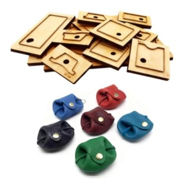 Imagem de YJIUYUANQ Conjunto de moldes de corte de couro com base de madeira - Ferramenta de modelagem de bolsa de moedas para projetos de artesanato em couro DIY - 70 mm