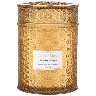 Imagem de Vela LA JOLIE MUSE Santal Himalayen de Sândalo, Figo e Âmbar 539g com Pavio de Madeira - Cera de Soja Natural - Queima Limpa por 90 Horas -