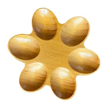 Imagem de Ioensy Suporte para ovos de madeira, recipiente decorativo, suporte, placa, bandeja para ovos de madeira para, geladeira, exibição ou armazenamento, Comporta 6 Ovos