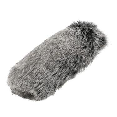 Imagem de Pilipane Protetor de vento profissional à prova de vento para microfone de vídeo vídeo rode microfone de pele artificial protetor de vento redução de ruído acessório de gravação ao ar livre cinza 21 x