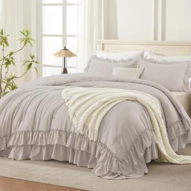 Imagem de Andency Conjunto de edredom de linho, tamanho solteiro, 2 peças, leve, fofo, para dormitório, todas as estações, casa de fazenda, chique, para crianças, dormitório universitário (166 x 224 cm)