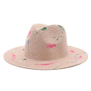 Imagem de Chapéu de palha Panamá masculino e feminino primavera e verão chapéu de sol grafite EN8 protetor solar chapéu jazz pnnrk M 56-58 cm