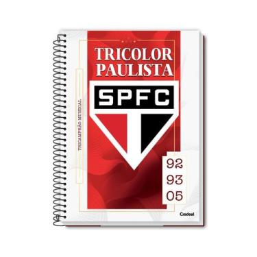Imagem de Caderno São Paulo SPFC Escolar Futebol Meninos 1 Matéria, Branco