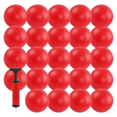 Imagem de Merkaunis 24 bolas de playground bola de 15 cm bola vermelha inflável inflável bola de playground a granel com 1 bomba de mão para crianças e adultos, Dodgeball, handebol, jogos interno/externo,