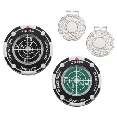 Imagem de YELARXI 2 peças de leitor verde golfe, marcador de bola de golfe com bolha de auxílio de leitura verde de alta precisão e clipe magnético para tampa - adequado para (treinamento/acessórios/presente