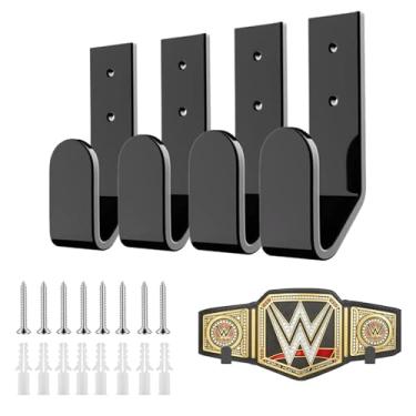 Imagem de YCBTREE Suporte de exibição de cinto de campeonato de luta livre - suporte de parede horizontal para cintos de boxe e artes marciais, suporte organizador de cintos de título para parede, gancho de