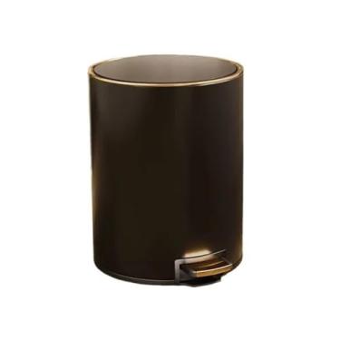 Imagem de Lixeira de cozinha estilo creme para casa de aço inoxidável sala de estar cozinha grande capacidade banheiro pedal com tampa cesto de lixo (preto, GG)