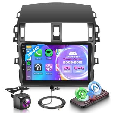 Imagem de Rádio automotivo 2G + 64G para Toyota Corolla 2009-2013 com CarPlay sem fio Android Auto, tela sensível ao toque de 23 cm, estéreo para carro Android com GPS Navi WiFi Mirror Link SWC Bluetooth AM/FM