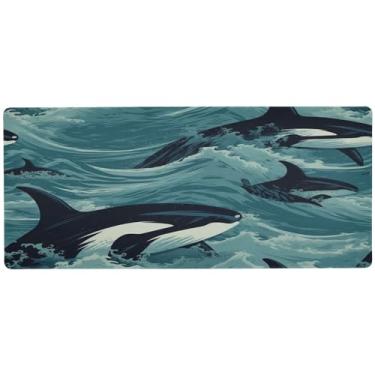 Imagem de Wassud Whales Mouse Pad Gaming com base de borracha antiderrapante, mouse pad longo com borda costurada, à prova d'água, grande mesa pad para escritório, casa, 80 cm x 39,9 cm