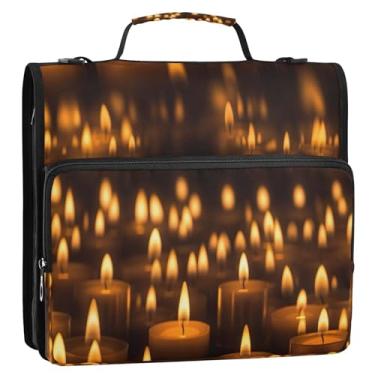 Imagem de Wassud Luminária de vela, fichário com zíper, 3 anéis com alça de ombro e alça de vários bolsos, organizador de pastas de arquivos expansíveis
