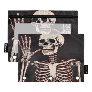 Imagem de Wassud Surprised Skeletons Pacote com 2 Pastas de Fichário Pastas de Bolso com 3 Furos, Pasta Organizadora de Fichários para Casa, Escritório