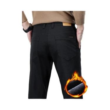 Imagem de Calças Casuais Slim Straight Masculinas 97% Algodão Preto Caqui Cinza 