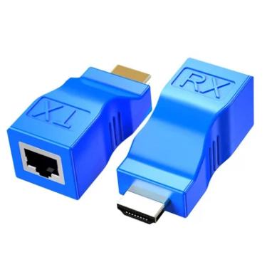 Imagem de Adaptador Extensor HDMI Por Cabo De Internet Cat5e/6 Até 30m Com Resolução 1080p E 4k Para Hdtv Cor:azul
