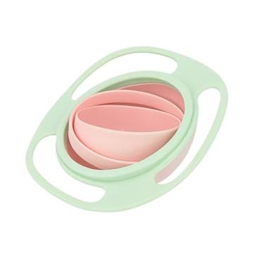 Imagem de Tigela Giratória Antiderramamento para Bebês. Pote Infantil 360° que Não Derruba Alimentos. Ideal para Lanches (Verde e Rosa)