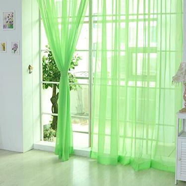 Imagem de Painéis de Cortina Sheer Tule para Janela com Bolsa Vara Sólida Malha Transparente Moderna Decoração Quarto Sala Estar e Porta