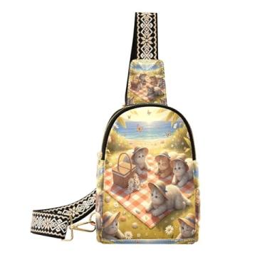 Imagem de CEBUGI Bolsa tiracolo feminina fofa de couro, pochete tiracolo para caminhadas, viagens ao ar livre