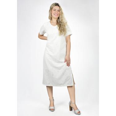 Imagem de Vestido Pau a Pique Manga Curta Laise Off White