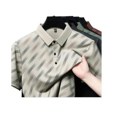 Imagem de Camisa Polo Casual De Negócios Masculina De Manga Curta Estampada 2025