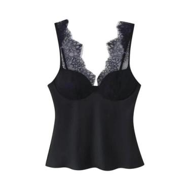 Imagem de Camisola Elegante Feminina Com Renda, Sem Mangas, Estilo Vintage, Moda