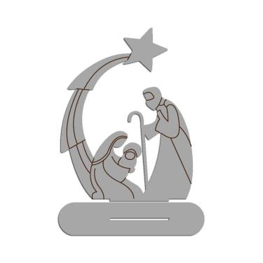 Imagem de Presépio 02 Com Base 19cmx25cm - Cria Arte Laser Cinza Claro