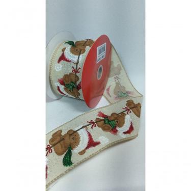 Imagem de Fita Decorativa Bege Com Estampa De Urso