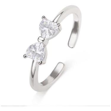 Imagem de Anel Falange Pedra Zirconia Coração Delicado Prata Branca - De Castro 