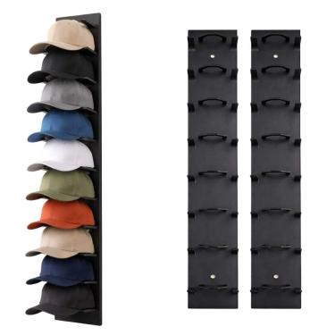 Imagem de Suporte Organizador Bone Kit 2 Uni Chapeu Gancho Adesivo Parede Porta Armario Closet Entrada Expositor Casa Sala Quarto